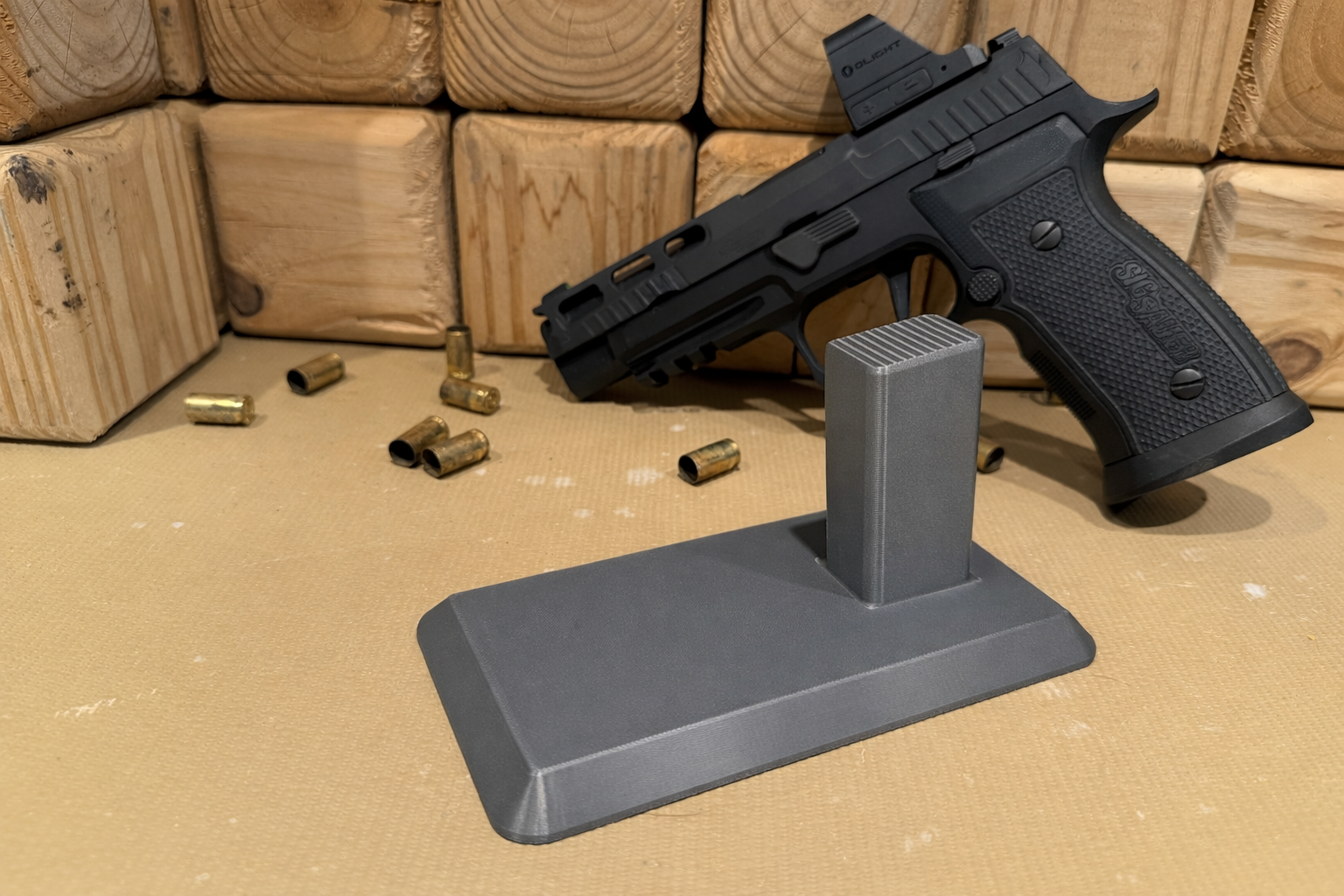 Sig Sauer P320 / P226 / P229 Display Stand – 33lb Magnetic Base for Safes & Metal Shelves