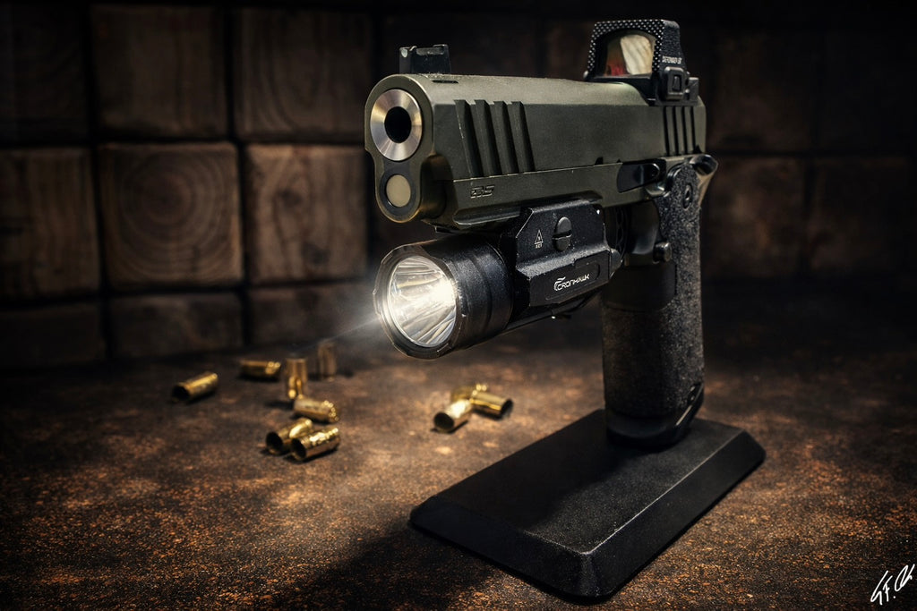 2011 / Double‑Stack 1911 Pistol Stand – Magnetic Base Display for Staccato, Prodigy, XD Series Pistols & 2011‑Style Handguns