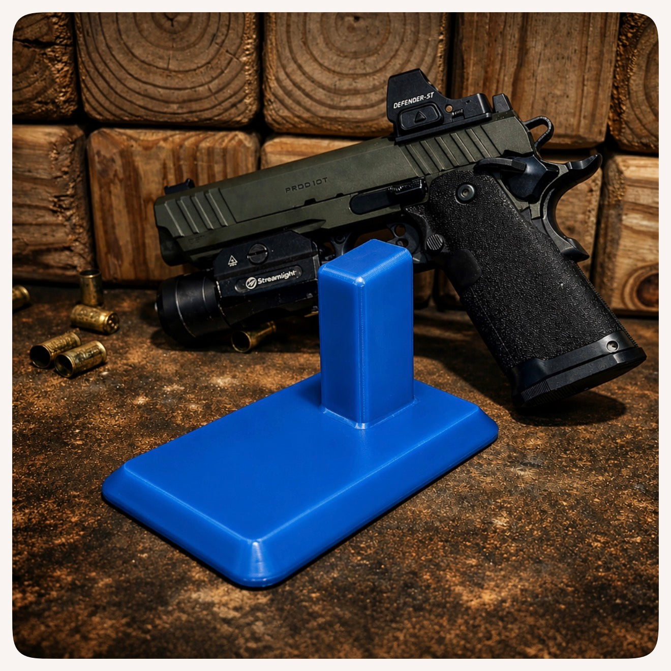 2011 / Double‑Stack 1911 Pistol Stand – Magnetic Base Display for Staccato, Prodigy & 2011‑Style Handguns