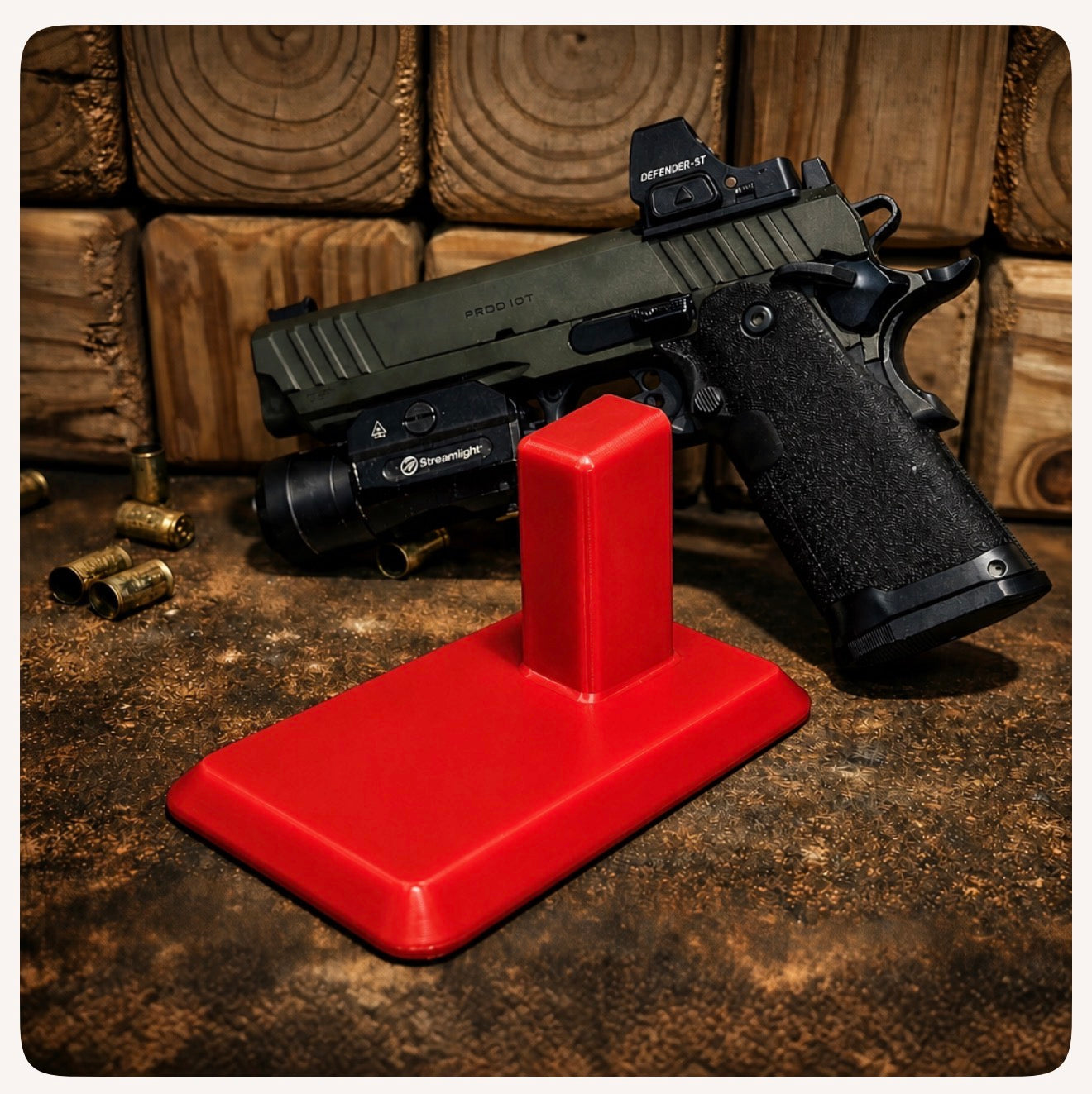 2011 / Double‑Stack 1911 Pistol Stand – Magnetic Base Display for Staccato, Prodigy & 2011‑Style Handguns