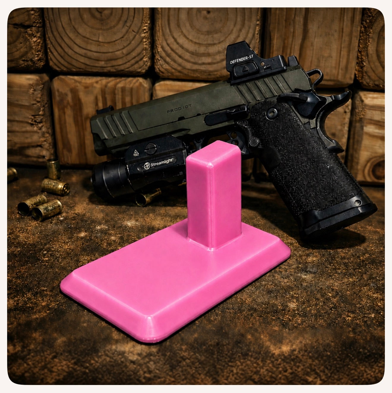 2011 / Double‑Stack 1911 Pistol Stand – Magnetic Base Display for Staccato, Prodigy & 2011‑Style Handguns