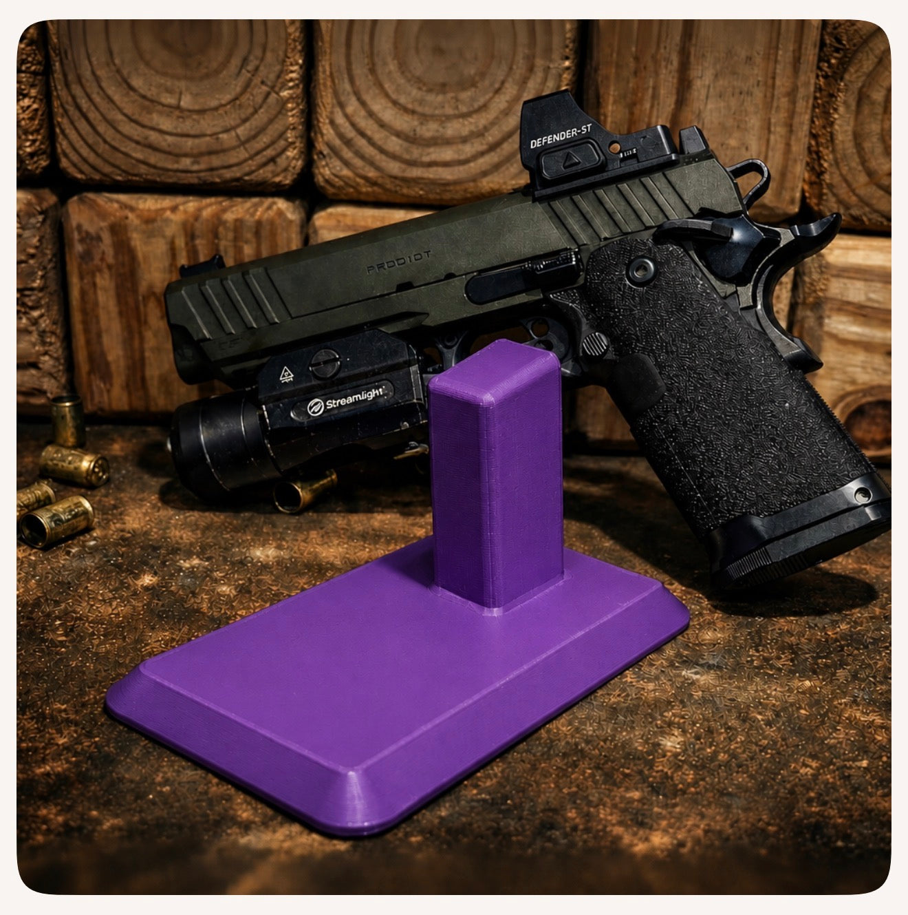 2011 / Double‑Stack 1911 Pistol Stand – Magnetic Base Display for Staccato, Prodigy & 2011‑Style Handguns