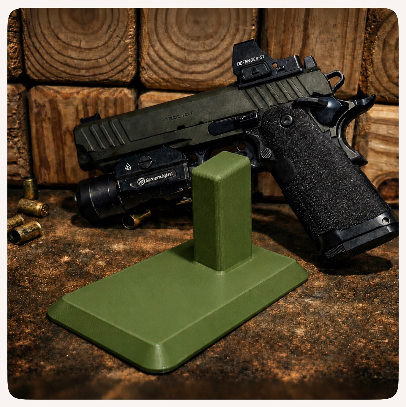 2011 / Double‑Stack 1911 Pistol Stand – Magnetic Base Display for Staccato, Prodigy & 2011‑Style Handguns