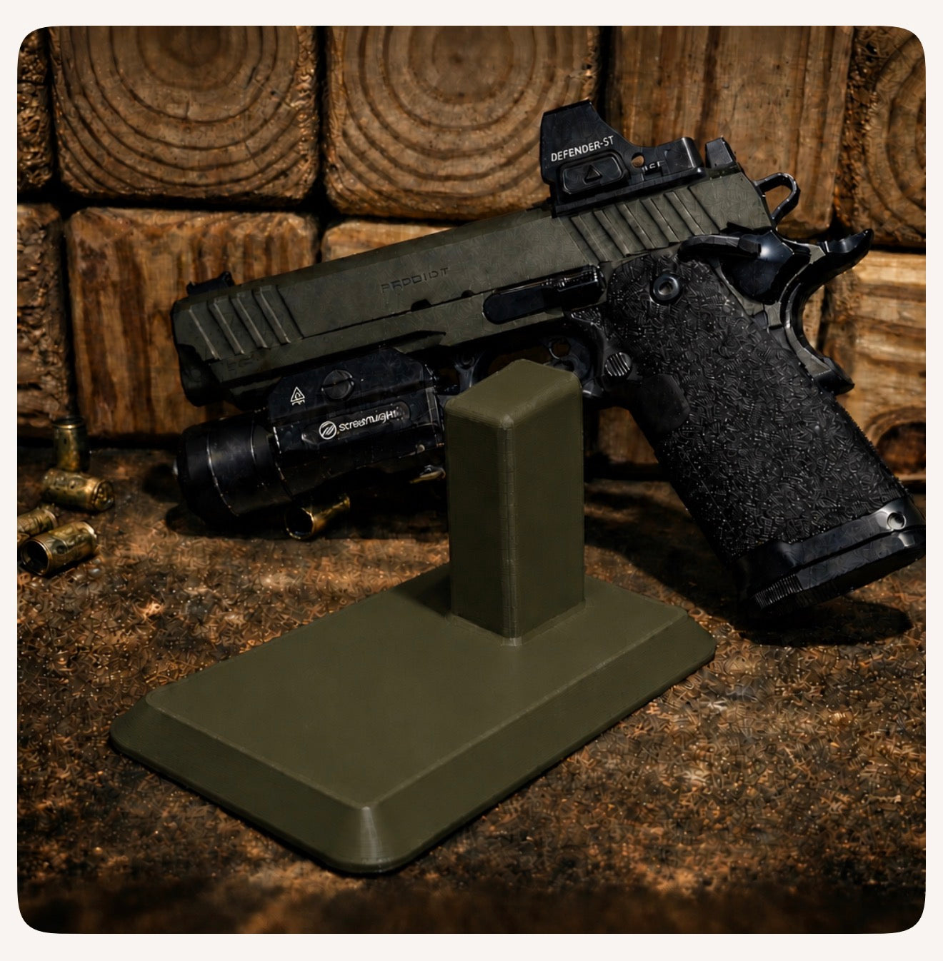 2011 / Double‑Stack 1911 Pistol Stand – Magnetic Base Display for Staccato, Prodigy & 2011‑Style Handguns