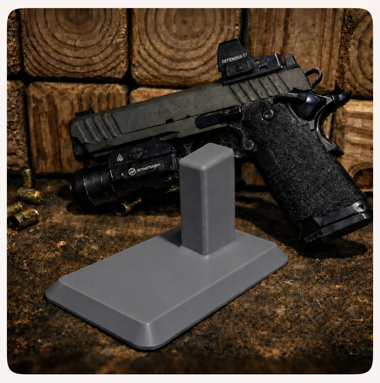 2011 / Double‑Stack 1911 Pistol Stand – Magnetic Base Display for Staccato, Prodigy & 2011‑Style Handguns
