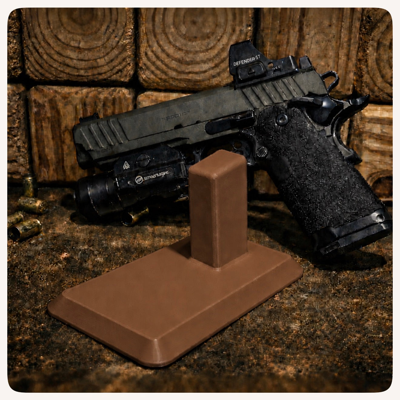2011 / Double‑Stack 1911 Pistol Stand – Magnetic Base Display for Staccato, Prodigy & 2011‑Style Handguns
