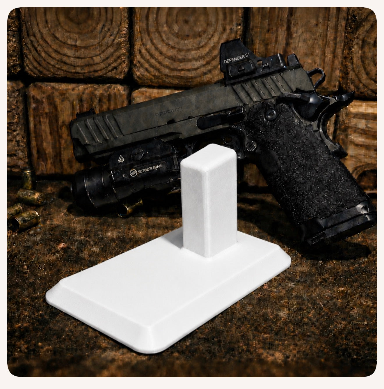 2011 / Double‑Stack 1911 Pistol Stand – Magnetic Base Display for Staccato, Prodigy & 2011‑Style Handguns