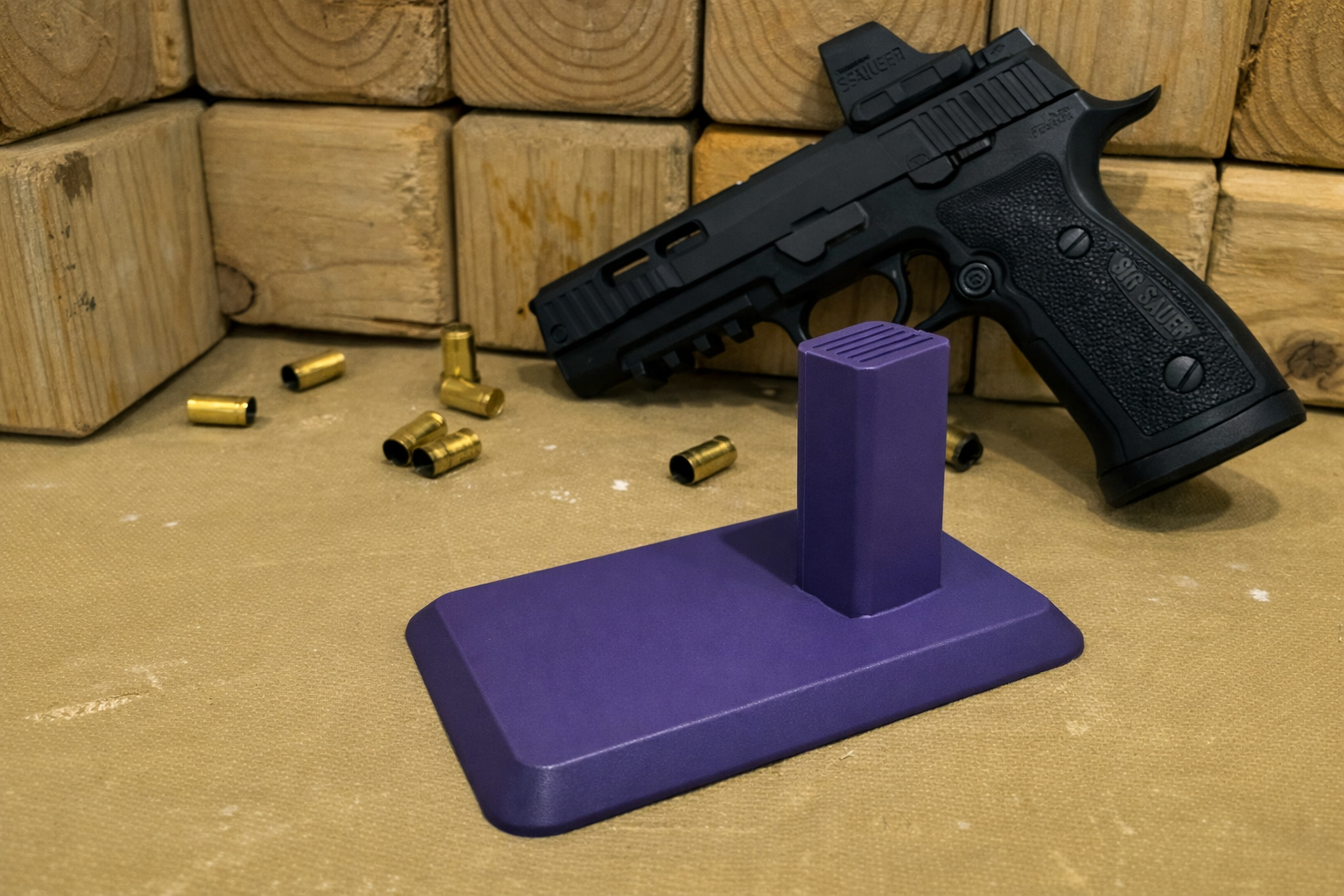 Sig Sauer P320 / P226 / P229 Display Stand – 33lb Magnetic Base for Safes & Metal Shelves